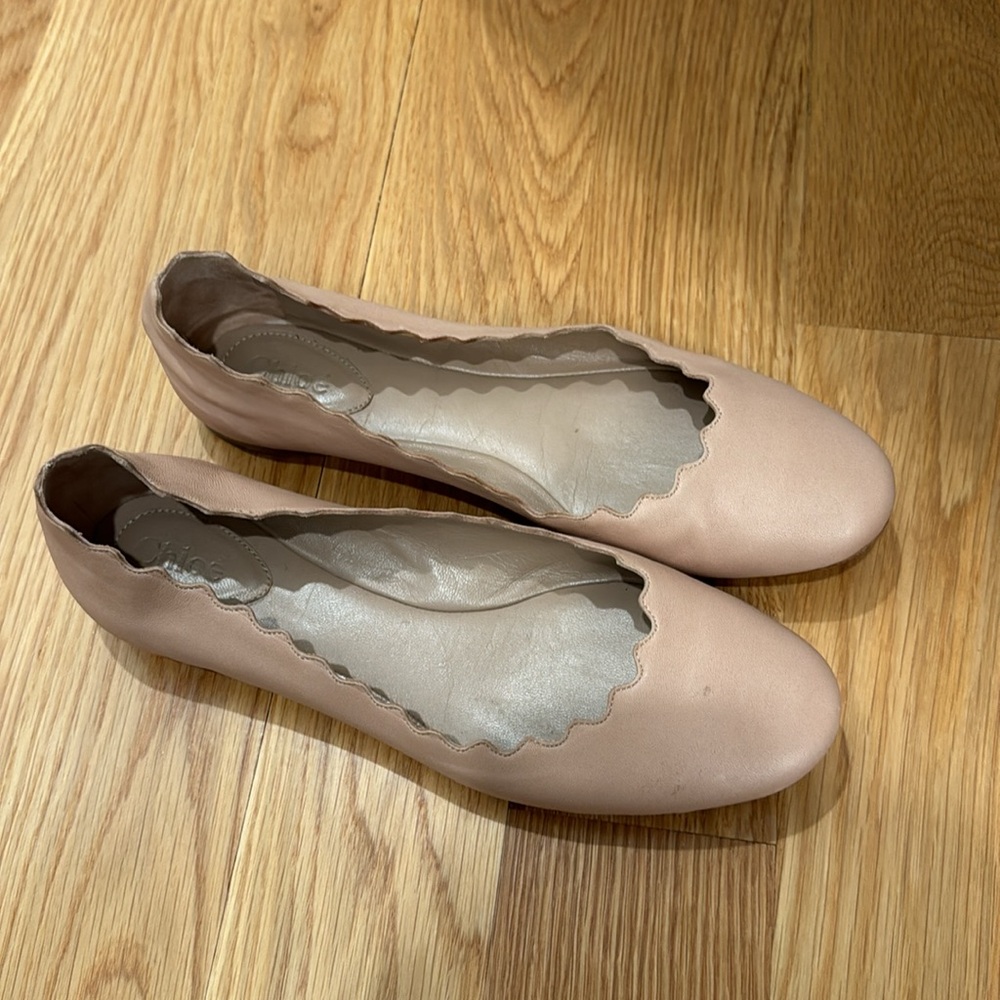 Chloe Lauren Ballet Flats in Pink Tea Leather - Sz 38 - Picture 3 of 5